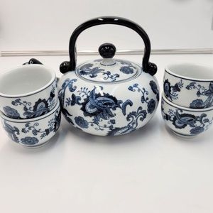 Pier 1 Tea set, RARE Cobalt Japanese Chinoiserie.